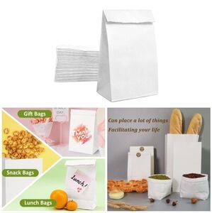 🍎 50 Kraft White Paper Bags White Lunch Sacks Small Business DIY Gift Party